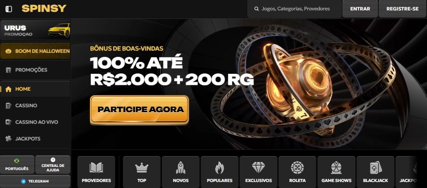 Participe agora e ganhe até 2.000 reais no Spinsy Casino