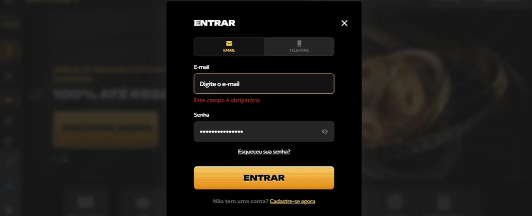 Preencha o formulário de login.